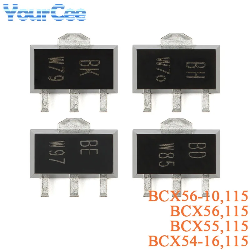 10 Uds BCX56-10 BCX56 BCX55 BCX54-16, 115 SOT-89 80V 60V 45V 1A NPN Chip Transistor de potencia media