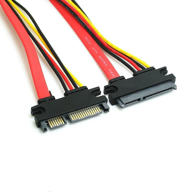 1 Uds 50/100CM 22Pin Sata macho a 7 + 15Pin hembra Cable extensor Sata serie Cable de extensión combinado de alimentación de datos - imagen 4