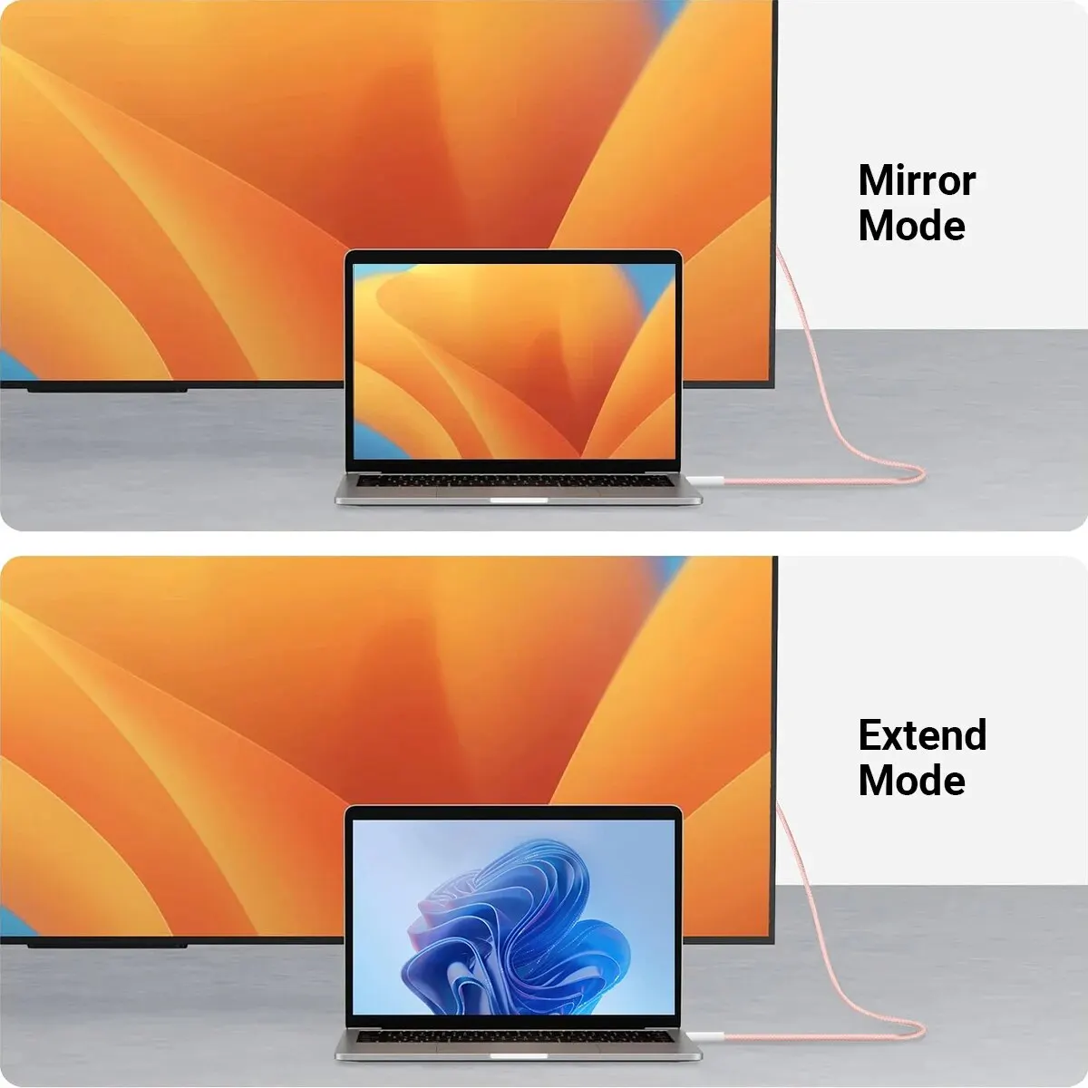 Cable 4K tipo C a HDMI, Woven-1.8M de nailon/70,86 pulgadas para iPhone 15 Series/MacBook Pro/Air, IPad ,Galaxy S8 a S23,Surface,Dell, HP - imagen 5