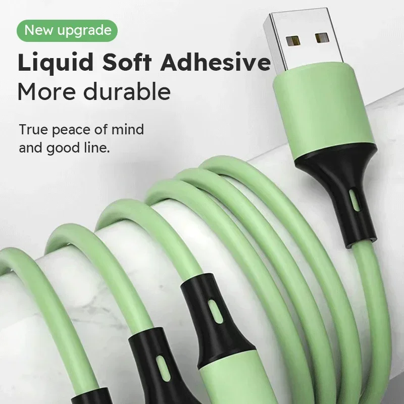 Cable USB de gel de sílice 3 en 1, Cable de datos de carga rápida para Iphone, Samsung, Huawei, Xiaomi, Cable de carga múltiple - imagen 3