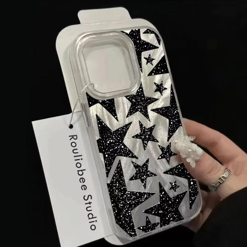 Funda de teléfono negra con diseño de estrella de cinco puntas para iPhone 17 Pro Max 16 16E 15 14 13 12 11 XR XS 17 Air 16 Pro, funda trasera a prueba de golpes - imagen 5