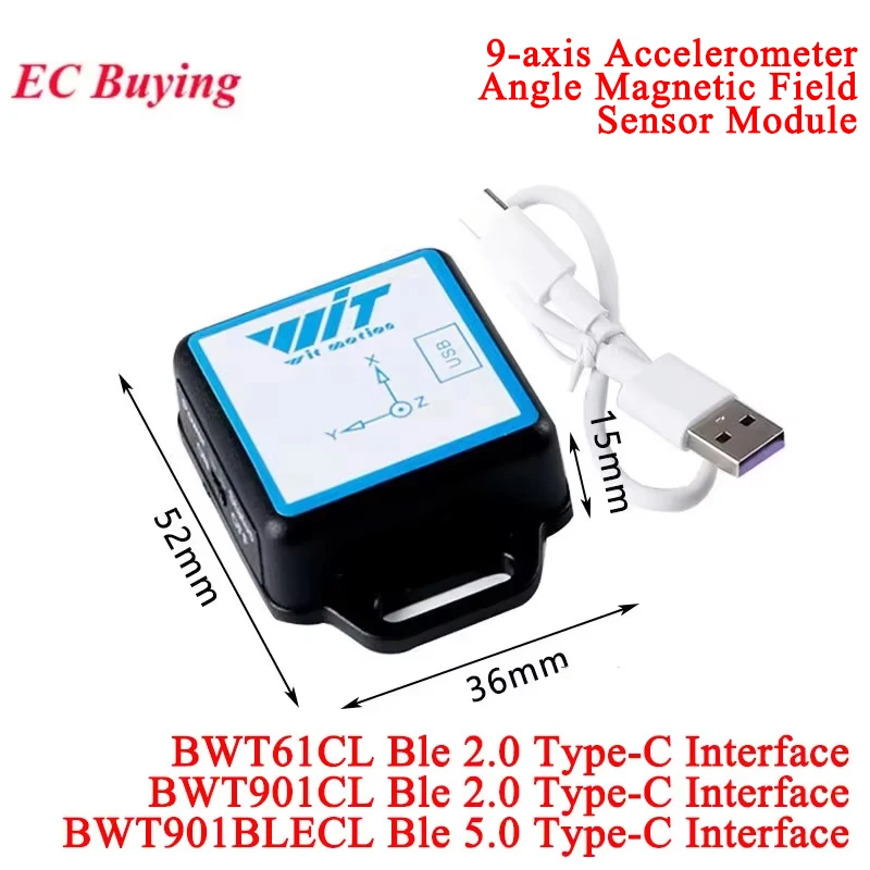 BWT61CL BWT901CL BWT901BLECL Bluetooth compatible BLE 2,0 5,0 9 Sensor de 6 ejes ángulo de inclinación inclinómetro aceleración giroscopio MPU6050 - imagen 2