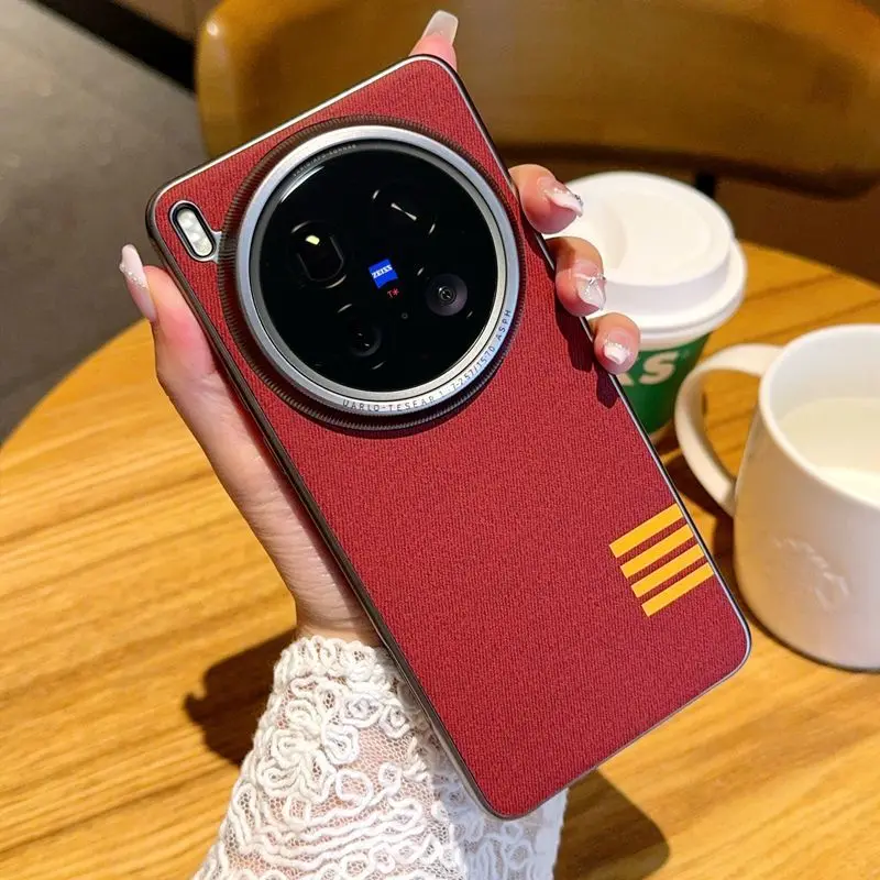 Para VIVO X300 Pro Funda Simple de cuatro barras ligera de cuero de lujo Funda agradable para la piel para VIVO X 300 Pro Funda de parachoques a prueba de golpes - imagen 5