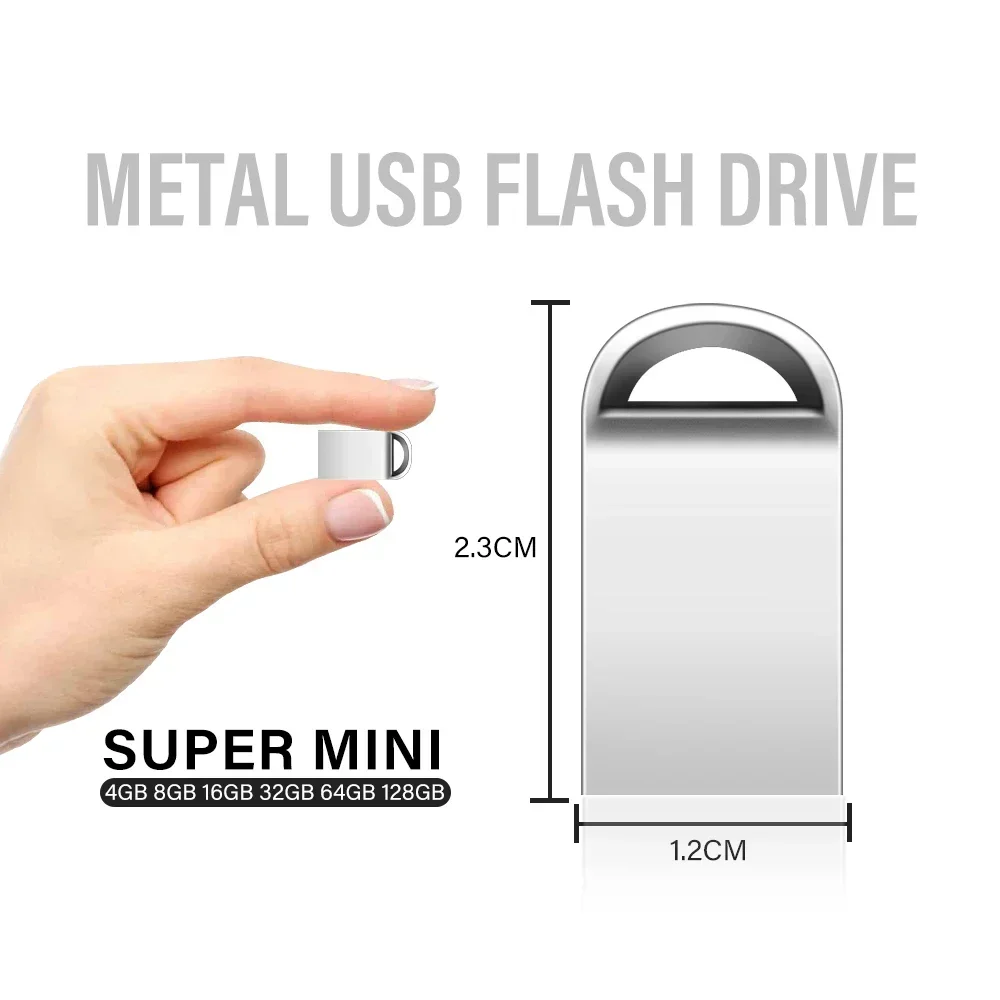 10 UNIDS LOTE USB Flash Drive 128GB Llavero Gratis Memory Stick 64GB Super Mini Metal Pen Drive 32GB Negro U Disco Plata Pendrive - imagen 2
