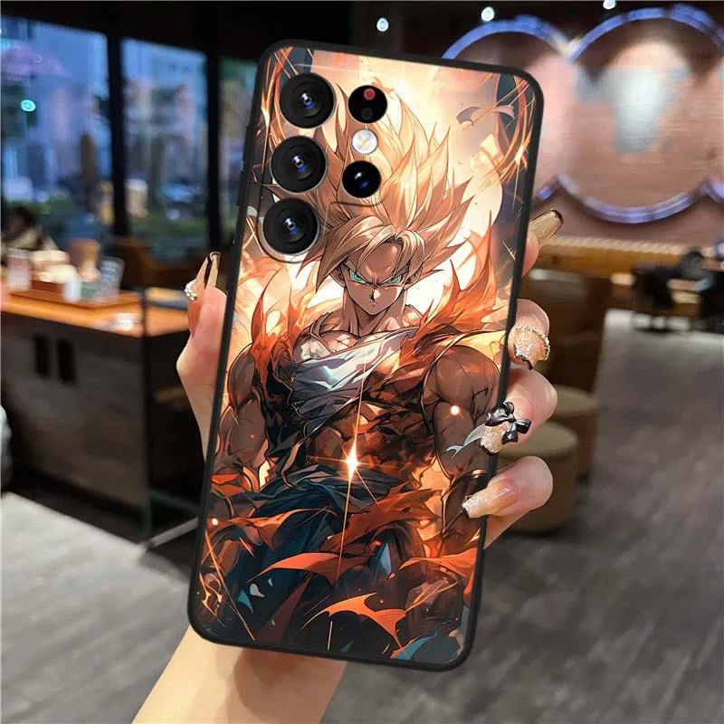 D-Dragon Ball Cool Son Goku para Samsung S25 S24 S23 S22 S21 S20 Lite FE Plus Ultra 5G funda de teléfono negra - imagen 4