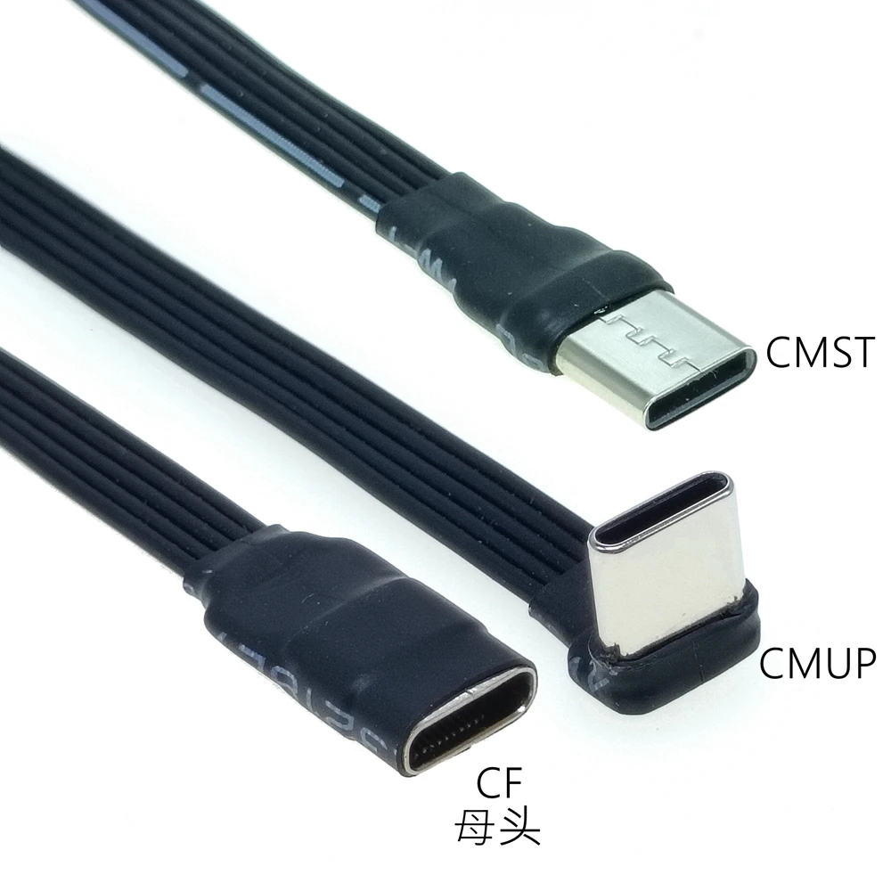 5 y 10 CM-200 CM Codo plano USB-C tipo C arriba/abajo 90 °   Cable PD de carga de datos Cable de datos universal USB C izquierdo y derecho para teléfonos Android - imagen 4