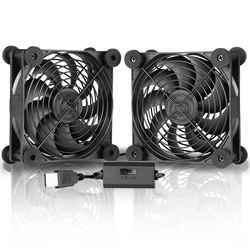SXOOL Ventilador USB Dual Silencioso 120mm con Controlador Velocidad PC