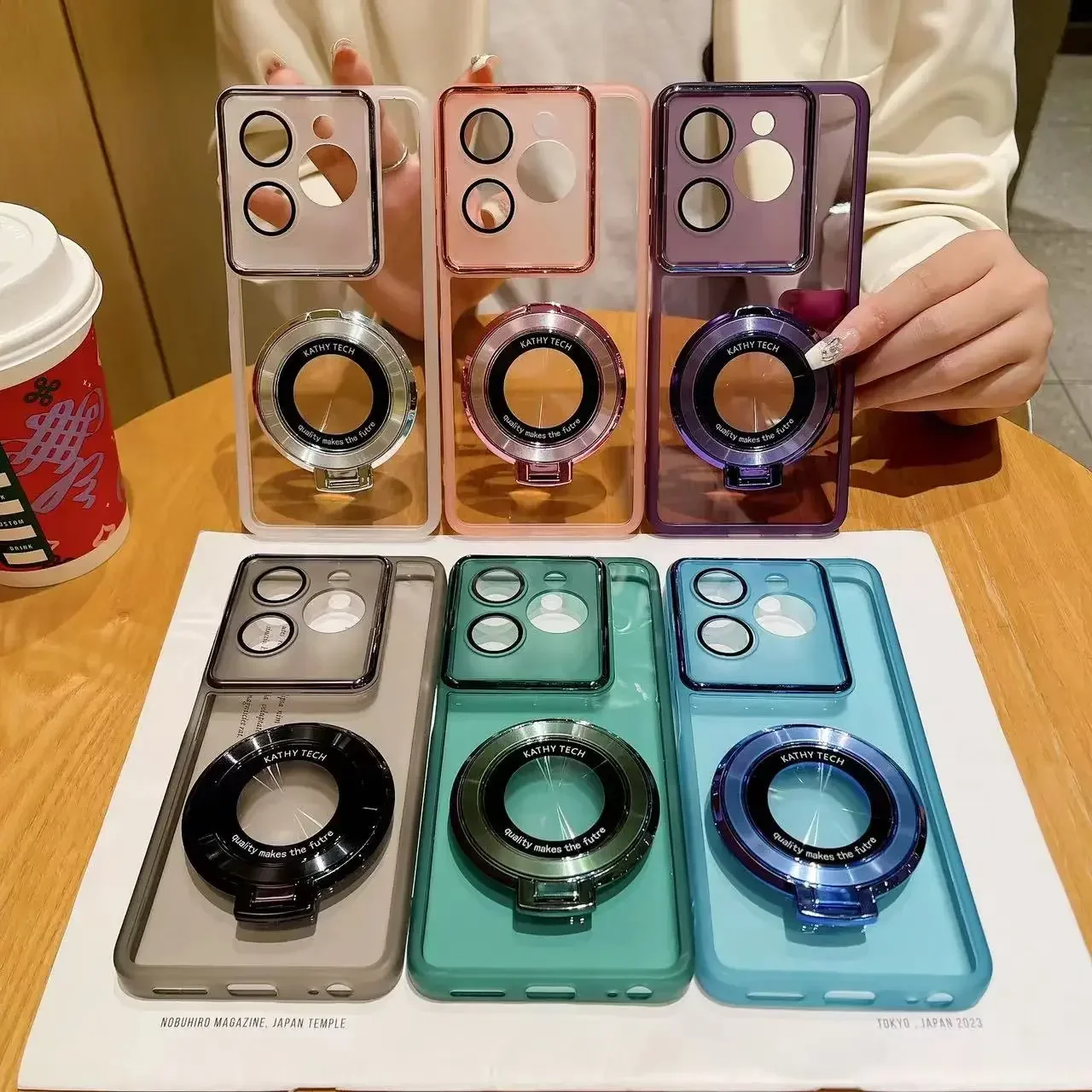 Funda de teléfono con soporte de anillo magnético para Funda Oppo Realme C67 C65 C63 C61 C55 C53 C51 C15 C30S C21 C35 C25 - imagen 4