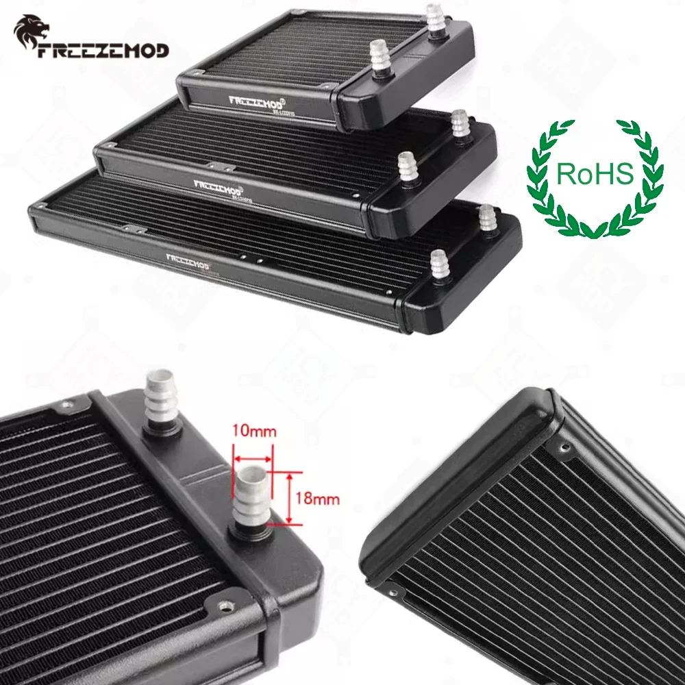 Radiador de aluminio FREEZEMOD, rosca G1/4, junta verde de 10mm, 18 canales para instalación de ventilador de 12cm, PC MOD, refrigeración por agua 120/240/360 - imagen 4