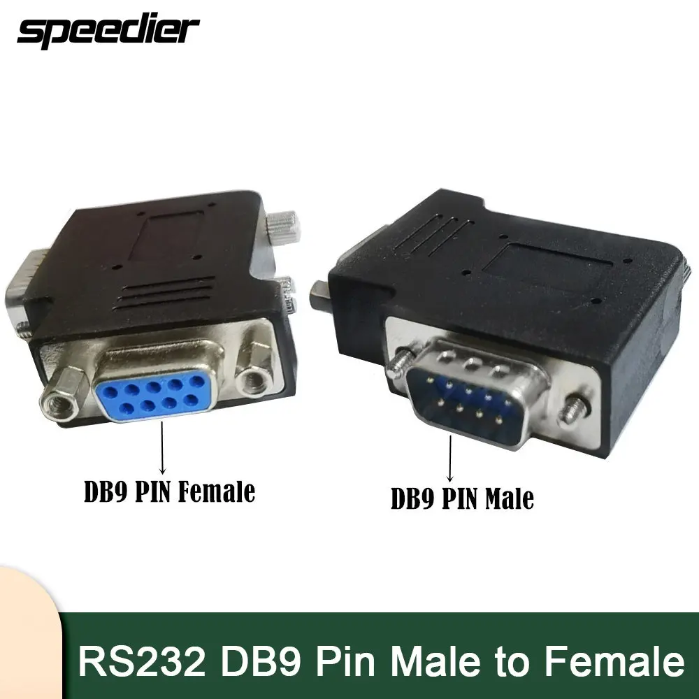 Adaptador de acoplador de cambiador de 90 grados, conector RS232 DB9, Pin macho a hembra, izquierda y derecha