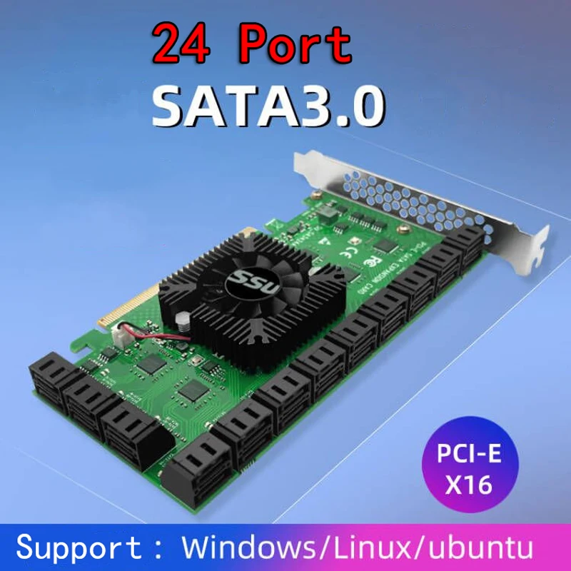 Chi a Mining Riser 24 puertos SATA PCI Express X16 controlador SATA PCI-E adaptador PCIE SATA agregar tarjeta PCIE a SATA3 tarjeta de expansión