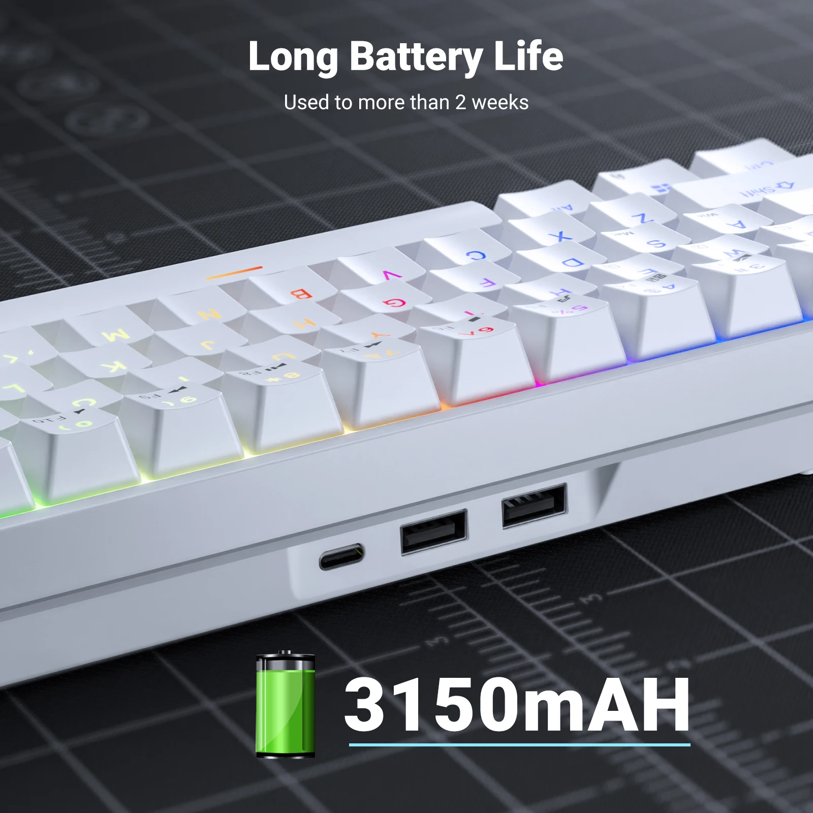 Teclado mecánico RK Royal Kludge RK837 en español, 68 teclas, retroiluminación RGB al 65 %, intercambiable en caliente, inalámbrico 2,4 GHz, Bluetooth para juegos - imagen 4