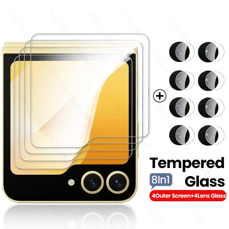 ZFlip 6 vidrio 8 en 1 Protector de pantalla exterior de cristal de cámara vidrio templado para Samsung Galaxy Z Flip6 Sumsung Samsun Flip 6 ZFlip6 5G