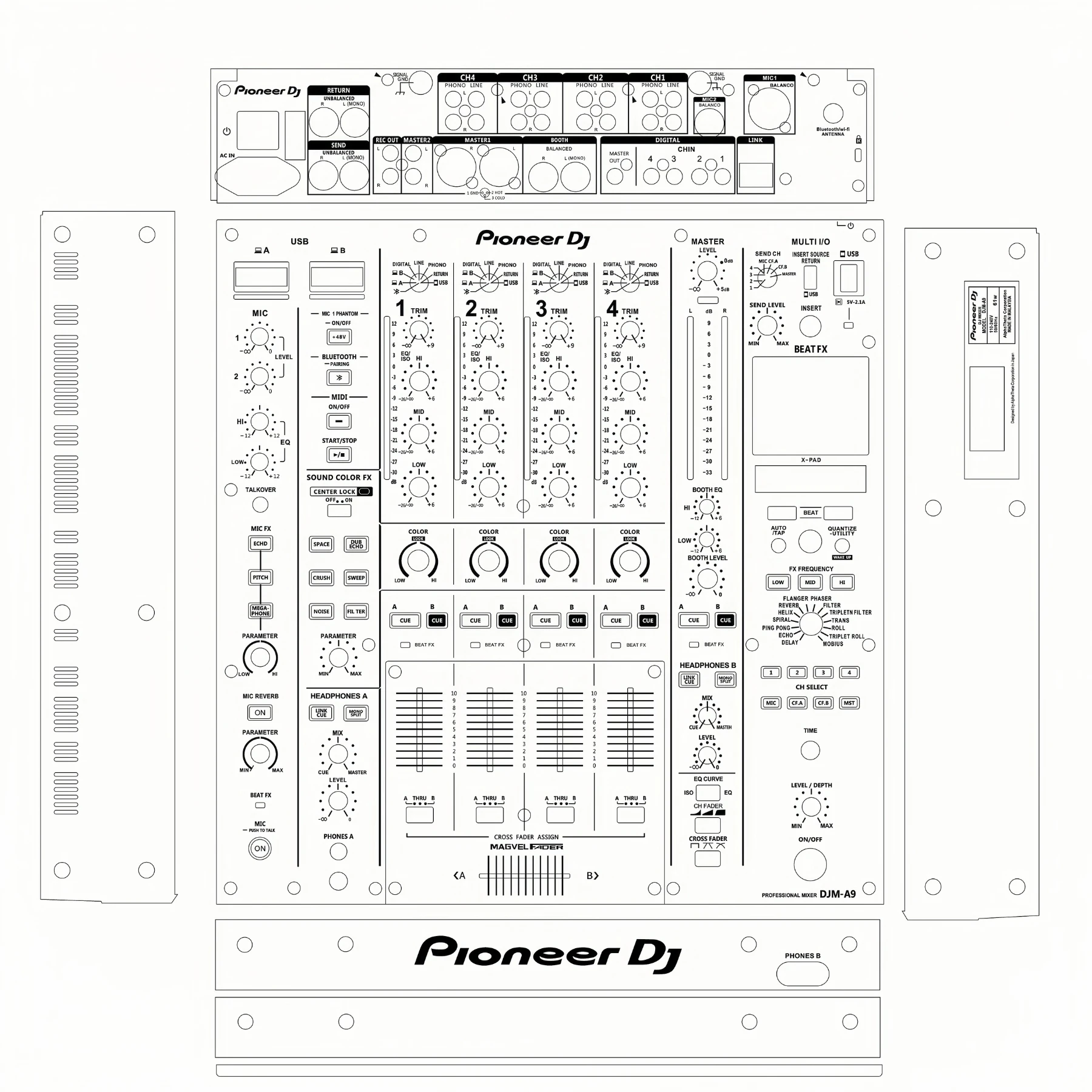 Pioneer DJM-A9 Mezclador A9 Película Película protectora completamente cerrada Material importado Blanco fino mate alambre dorado recortado - imagen 5