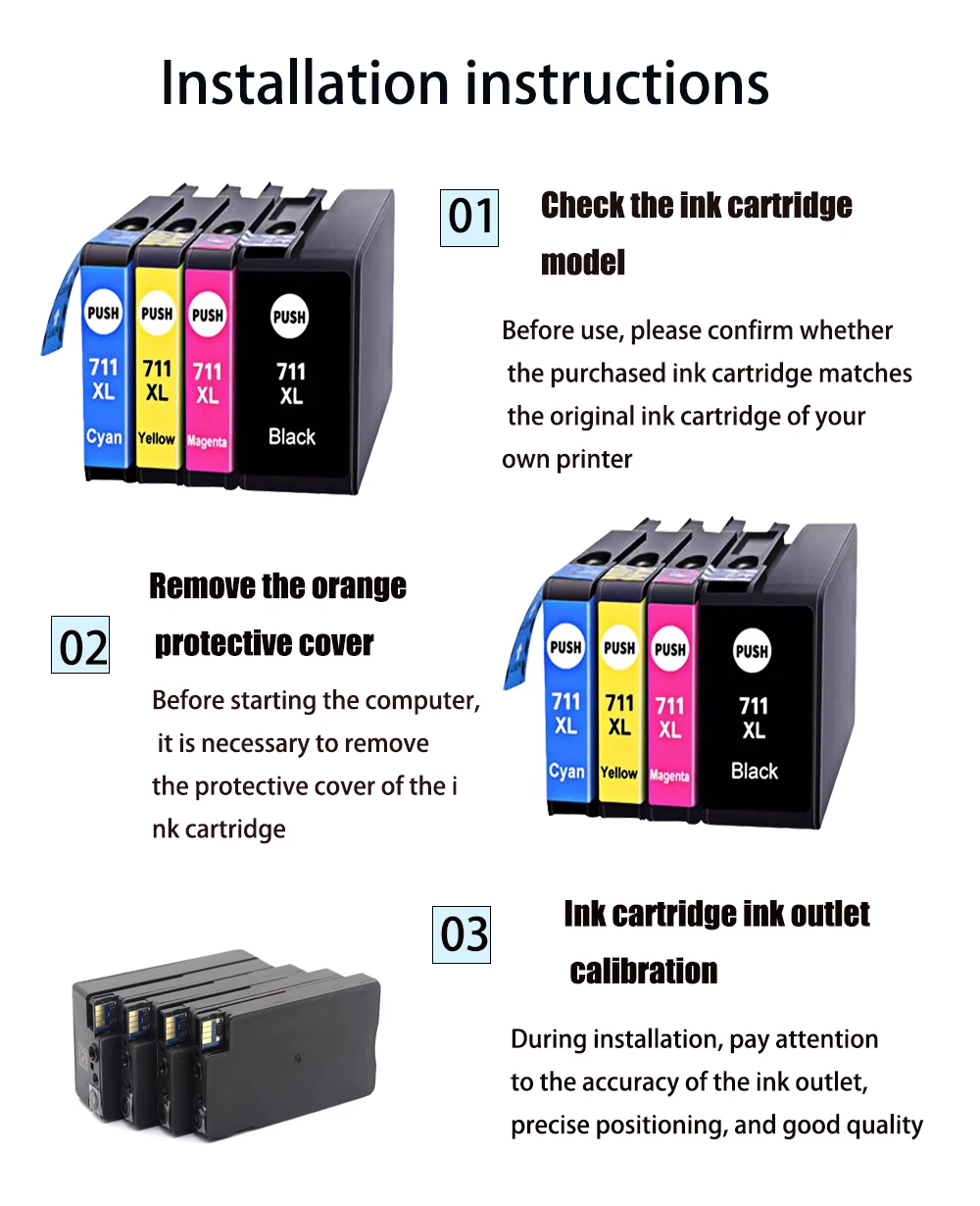 Cartucho de tinta 711 711XL para HP 711 HP711, cartucho de repuesto Compatible con impresora HP DesignJet T120 T125 T130 T520 T525 T530 - imagen 5