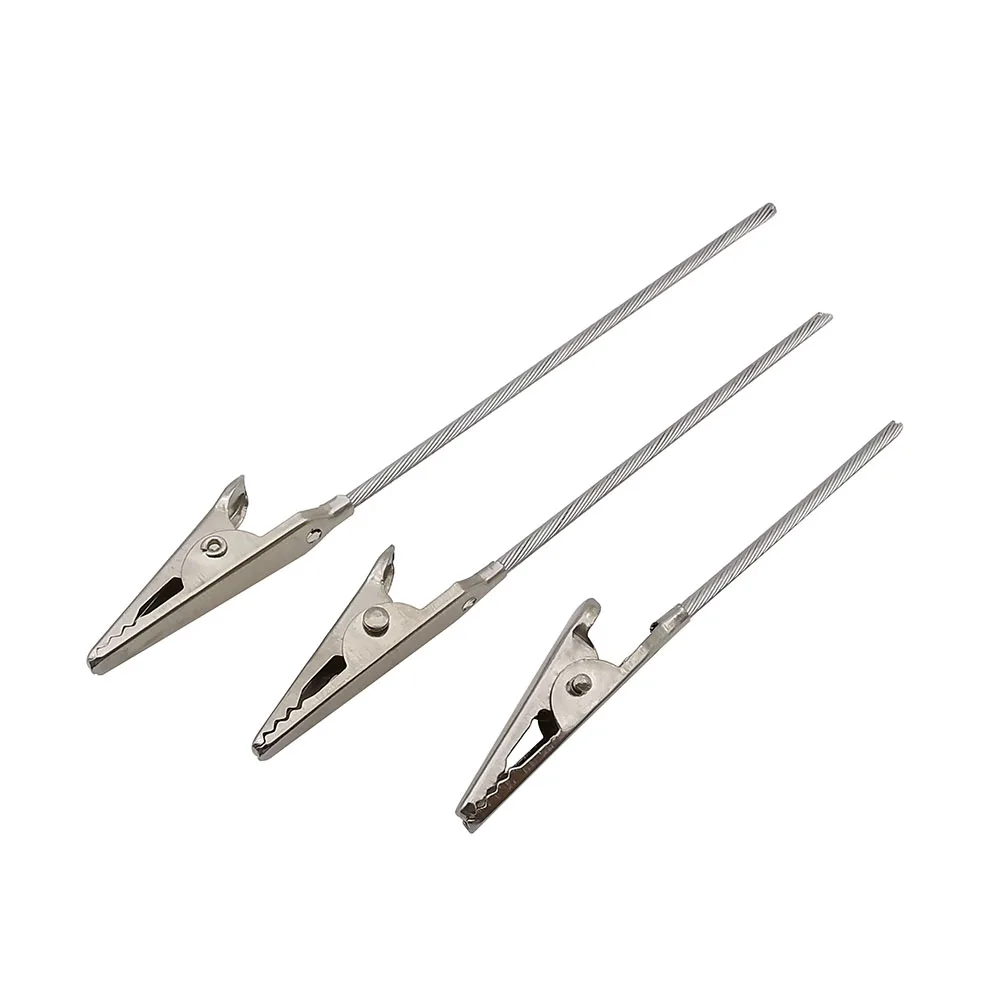 Pinzas de cocodrilo sin aislamiento, 10 piezas, alambre de Metal de cola larga, abrazadera de cocodrilo para pruebas eléctricas, 8cm, 10cm, 12cm de longitud - imagen 2