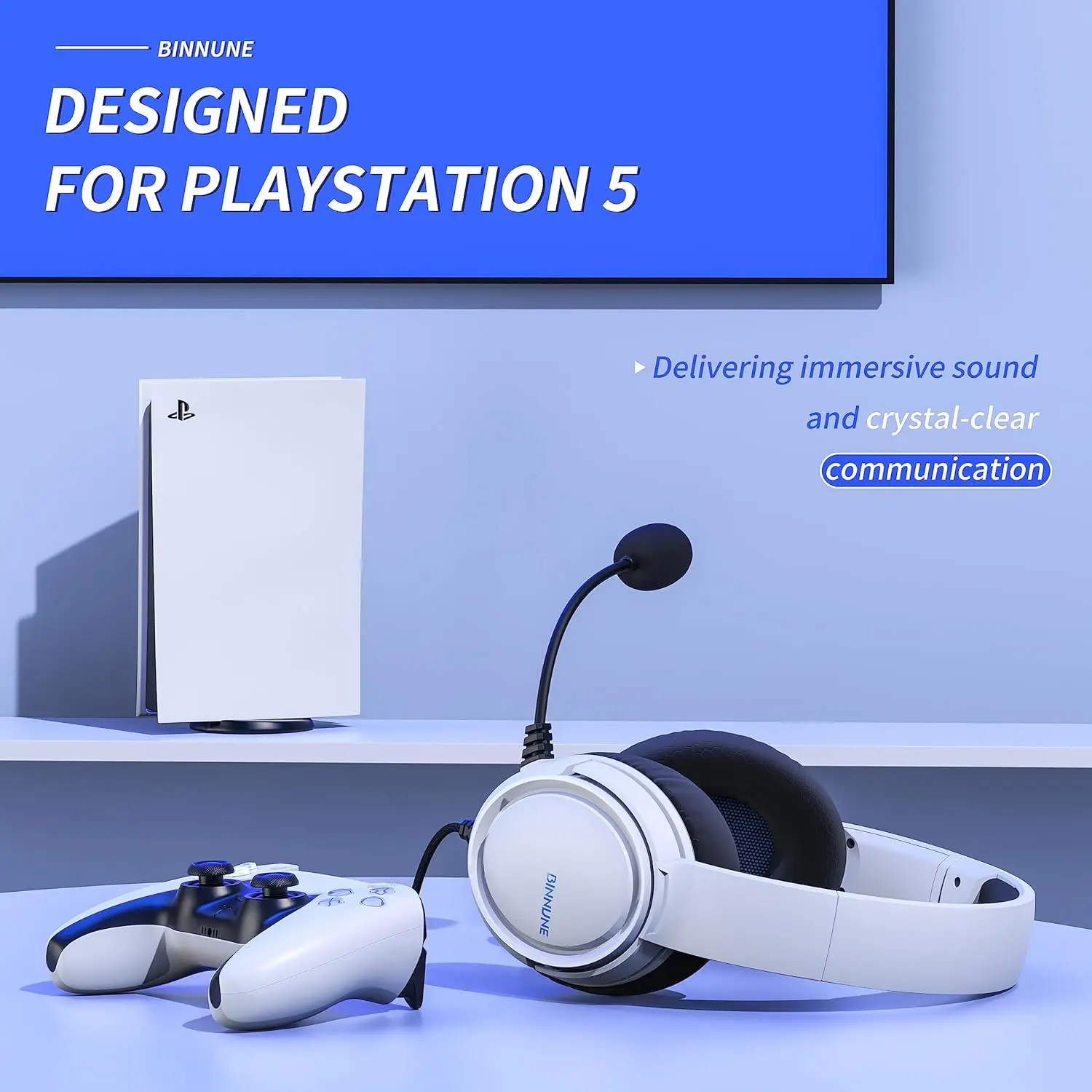 BINNUNE Auriculares para juegos con micrófono para PS4 PS5 Xbox Series X | S Xbox One PC Switch Auriculares para juegos con cable para Playstation 5 Xbox 1 - imagen 5