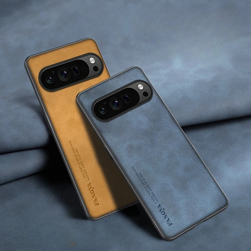 Funda de piel de oveja de lujo para Google Pixel 9 Pro XL 9A, Funda trasera Retro de negocios - imagen 5