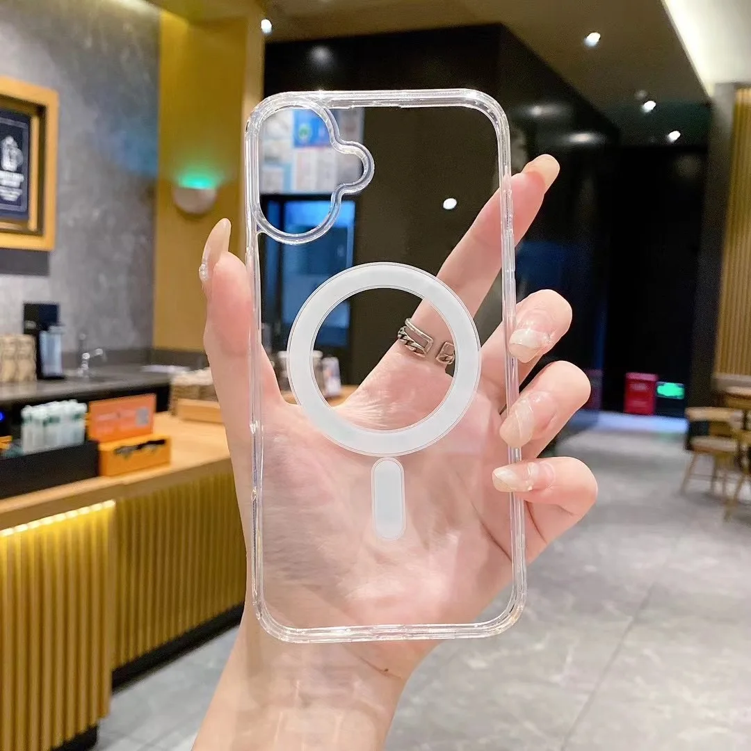 Para iPhone 16E 15 14 12 11 13 16 Pro Max XR XS MAX MINI SE 7 8 Plus para Magsafe cristal duro cargador inalámbrico magnético funda trasera - imagen 3