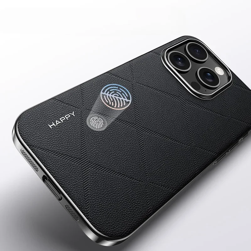 Para iPhone 16 Pro Max, 16 Pro Funda de lujo de cuero PU liso + cubierta protectora ultrafina de PC galvanizada para iPhone16 - imagen 5