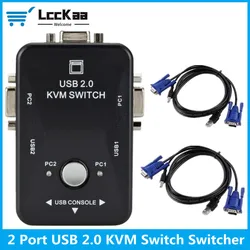 LccKaa KVM USB 2.0 - 2 Puertos VGA SVGA para Ratón y Teclado