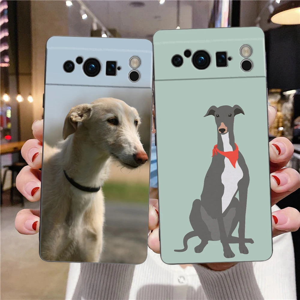 Funda de teléfono Galgo Greyhound Dog para Google Pixel 10 9 8 7 6 Pro XL 9A 8A 6A 7A 5G, funda negra de TPU suave a prueba de golpes - imagen 2