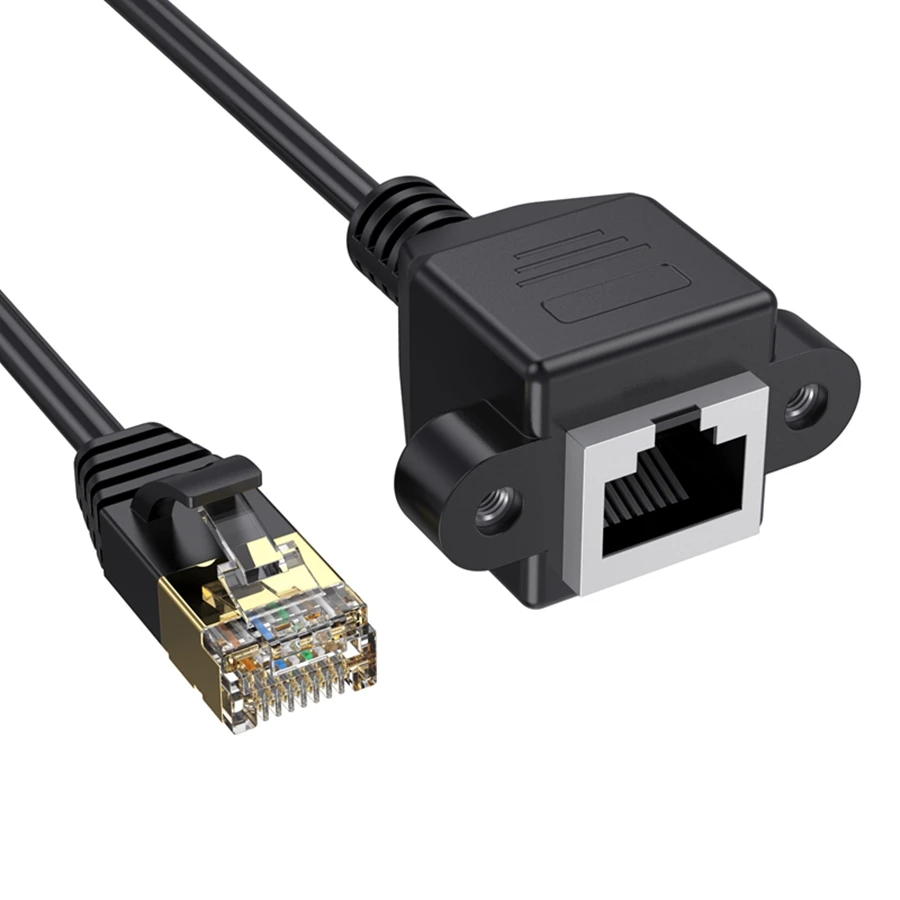 Cable de extensión Ethernet Cat8 RJ45 con tornillo de montaje en Panel 40Gbps Cat 8 macho a hembra adaptador de cable de red Ethernet RJ 45 - imagen 4