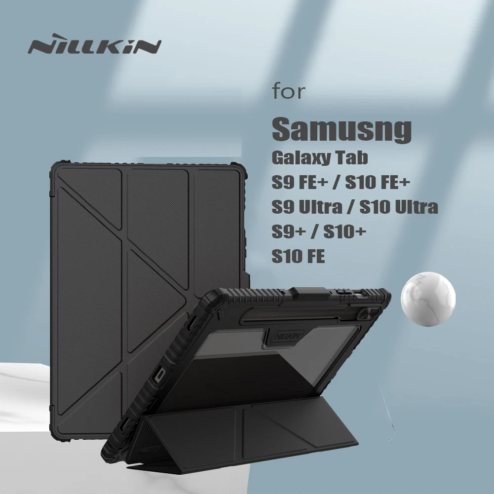 Nillkin para Samsung Galaxy Tab S9 Plus S10 FE Plus S10 Ultra Armor parachoques de cuero cámara deslizante Auto Wake Flip Protector cubierta - imagen 2