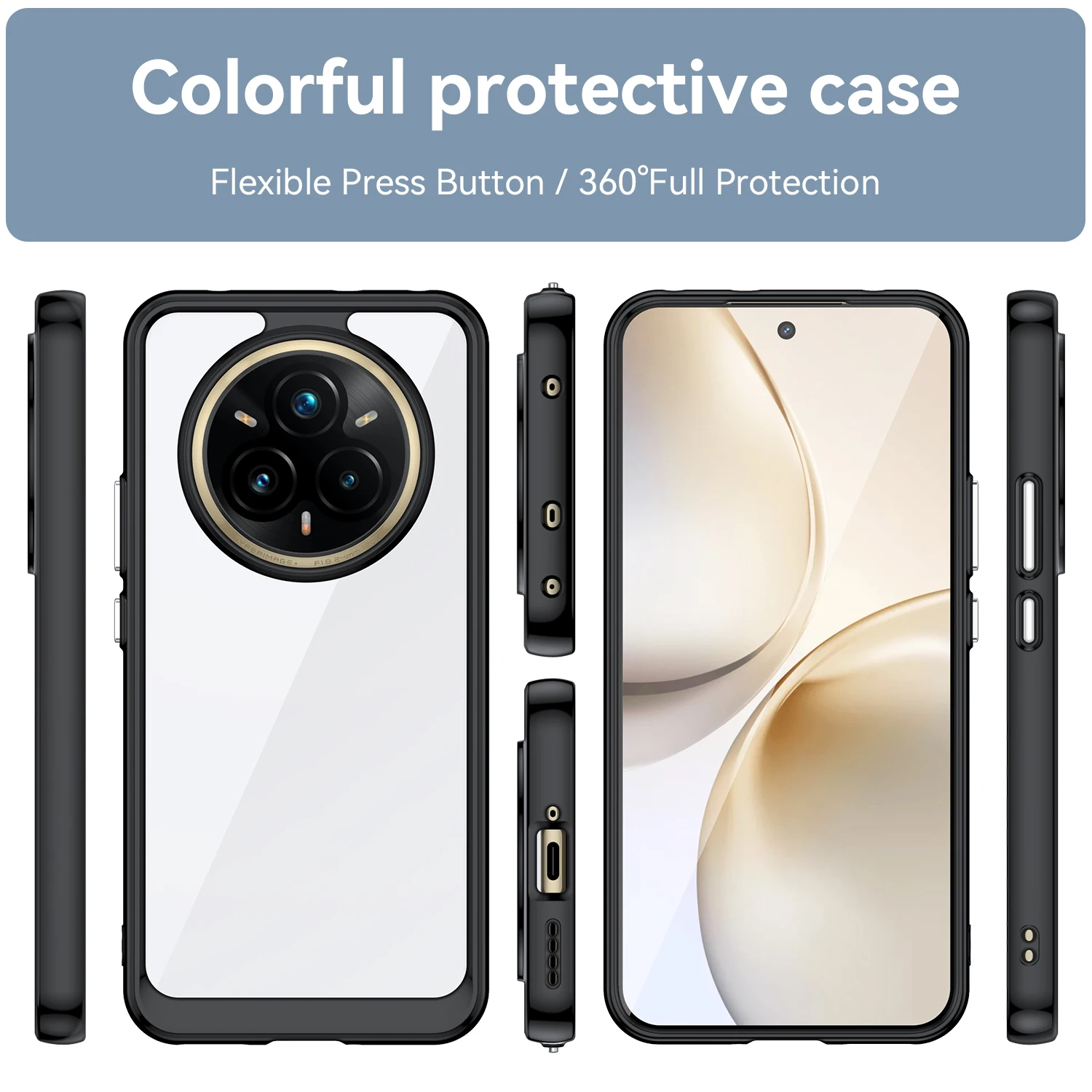 Coque transparente colorée en TPU pour Realme 14 Pro + 5G 14 Pro Plus, housse de protection transparente Fundas Coque Capa - imagen 2