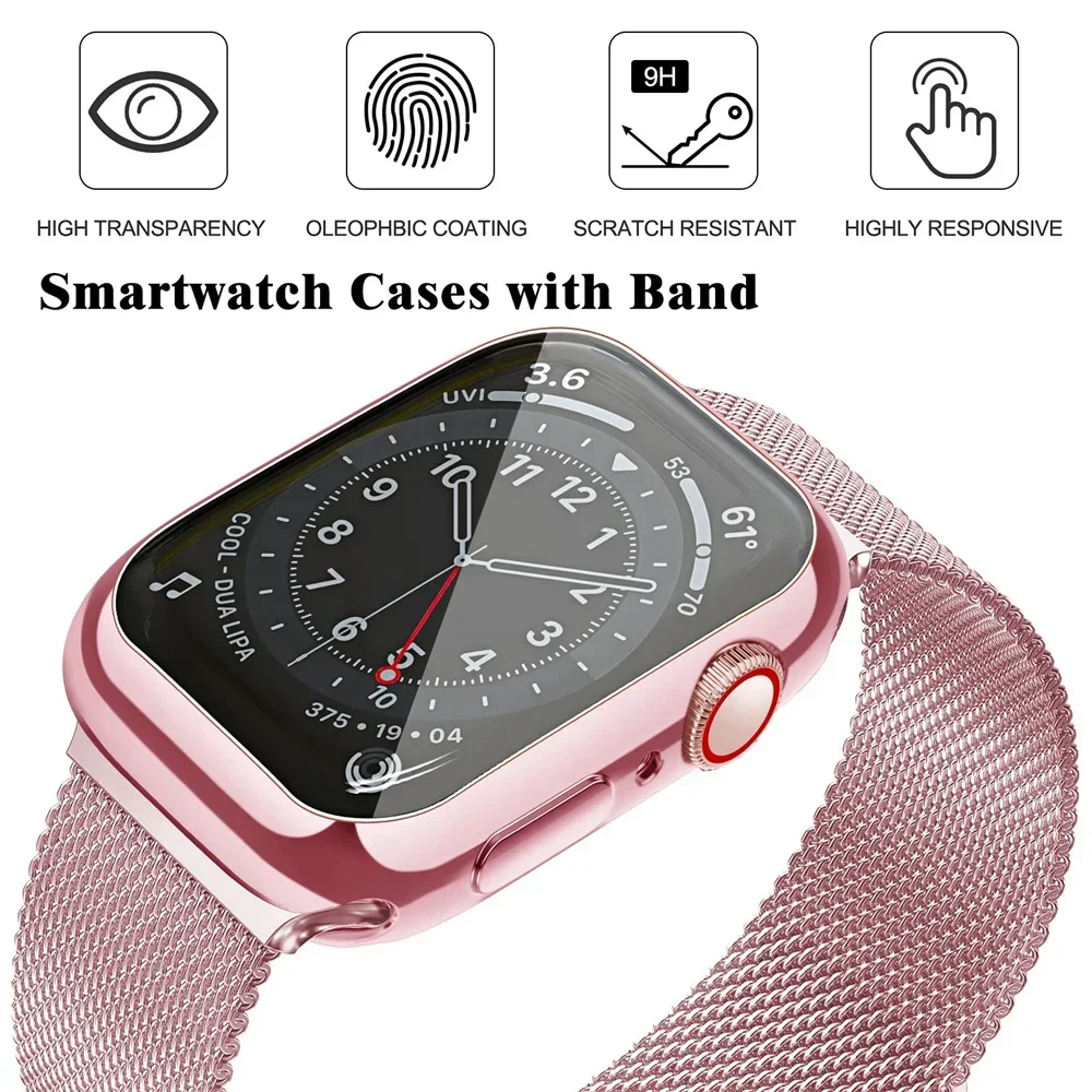 Funda y lazo milanés para Apple Watch, banda magnética de Metal de 44mm, 38mm, 42mm, 40mm, Series iwatch 9, 8, 7, 6, 5, 4, 3, SE, 45mm, 41mm - imagen 3