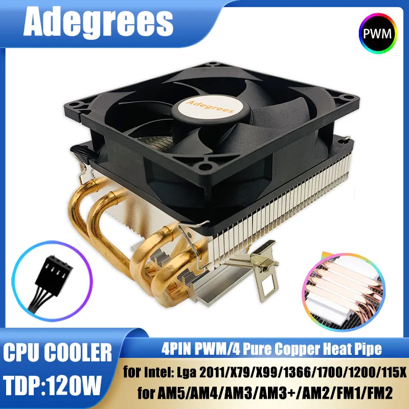 4 tubos de calor CPU enfriador de aire PC radiador 90MM 4PIN PWM ventilador para Intel LGA 115X 1700 775 1200 AMD AM3 AM4 AM5 Ventilador