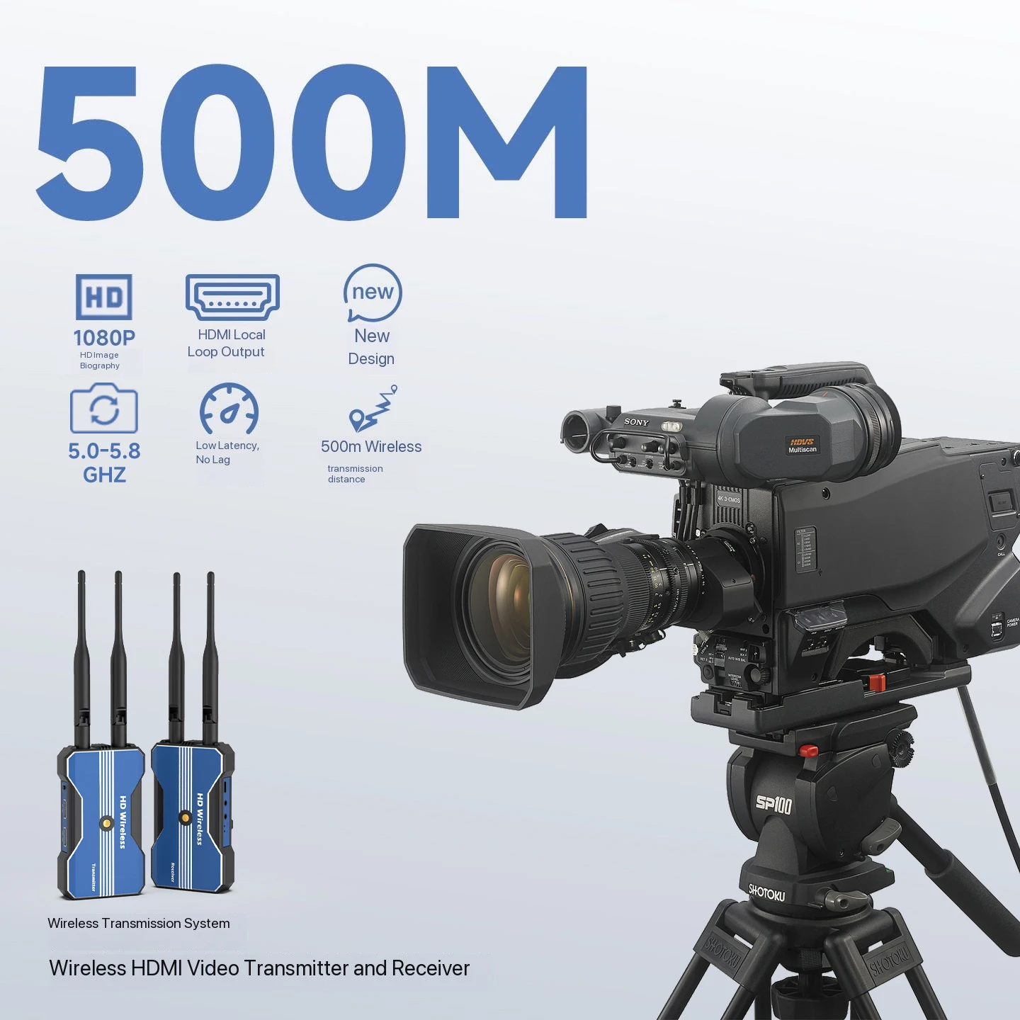 HD 500M extensor HDMI inalámbrico transmisor de vídeo receptor compatible con batería 1TX a 8RX TV Box PS4 cámara portátil PC a proyector de TV - imagen 3