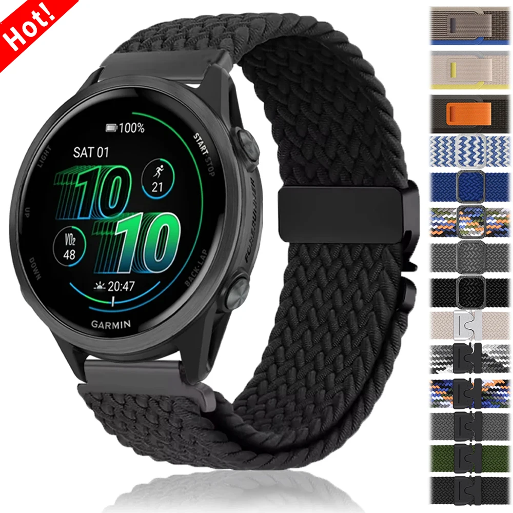 Bucle de nailon trenzado de 22mm y 20mm para pulsera Garmin Active 6 5 Vivoactive 6 5 3/Venu2 3/Sq Sq2/Forerunner 645 55 570 255 265