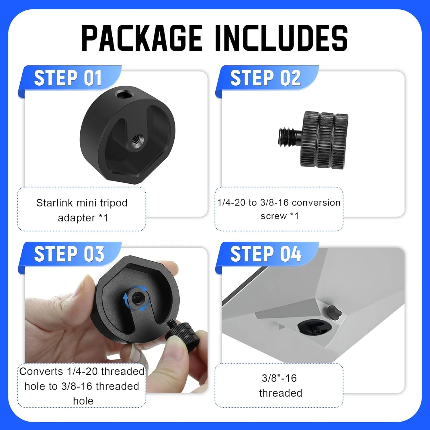 Para Mini adaptador de trípode Starlink, montaje de trípode de aleación de aluminio, adaptador de tubo de tornillo 1/4, antiaflojamiento para accesorios Starlink Mini - imagen 5