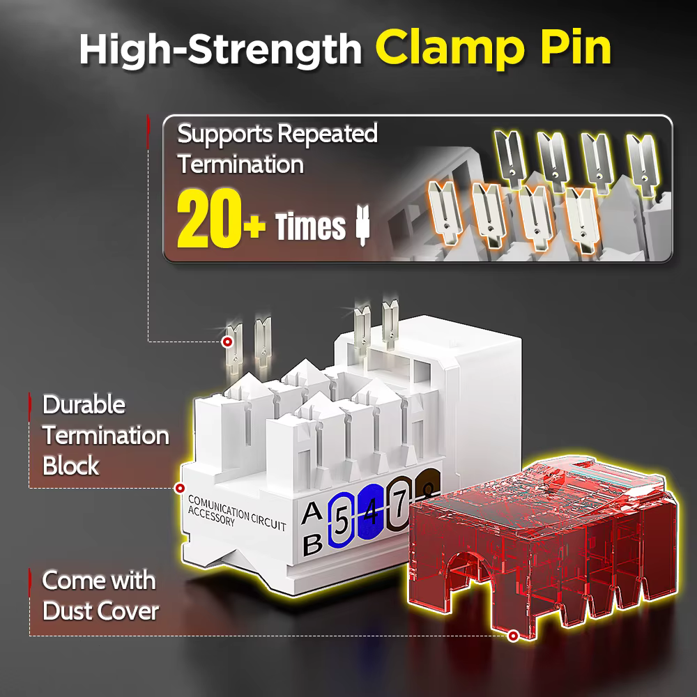 AMPCOM Keystone CAT6 Punch Down IDC - Ángulo Recto - Oficina Hogar - imagen 2