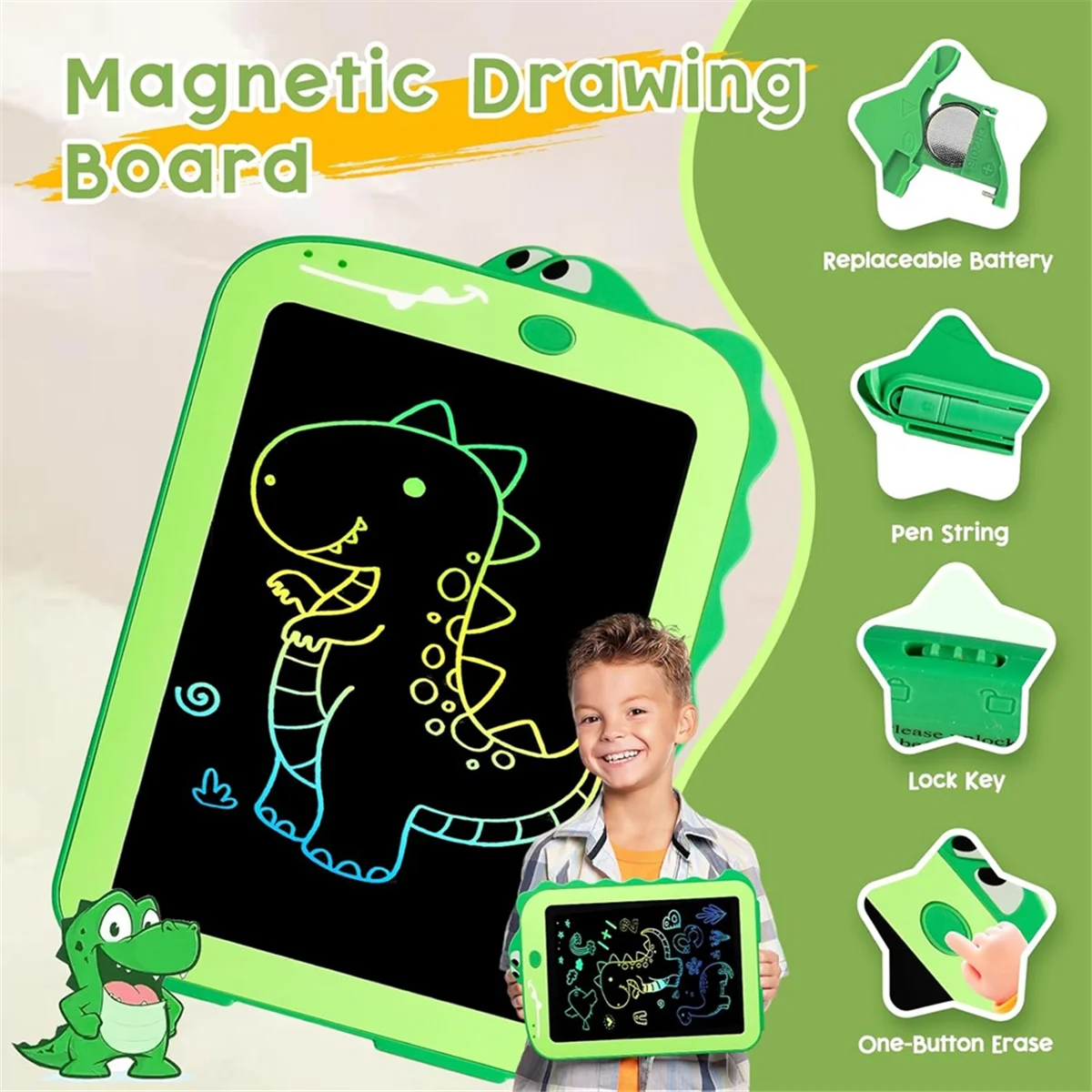Tableta de escritura LCD SUPER HOT para niños, juguetes para niños pequeños, tablero de dibujo verde - imagen 2