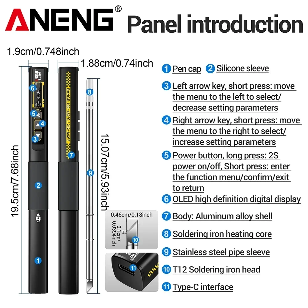 Mini Soldering Iron Set Kit 96W Adjustable Temperature Heater LCD Solder Welding Rework Station Heat Pen Tips Repairing Tools - imagen 5