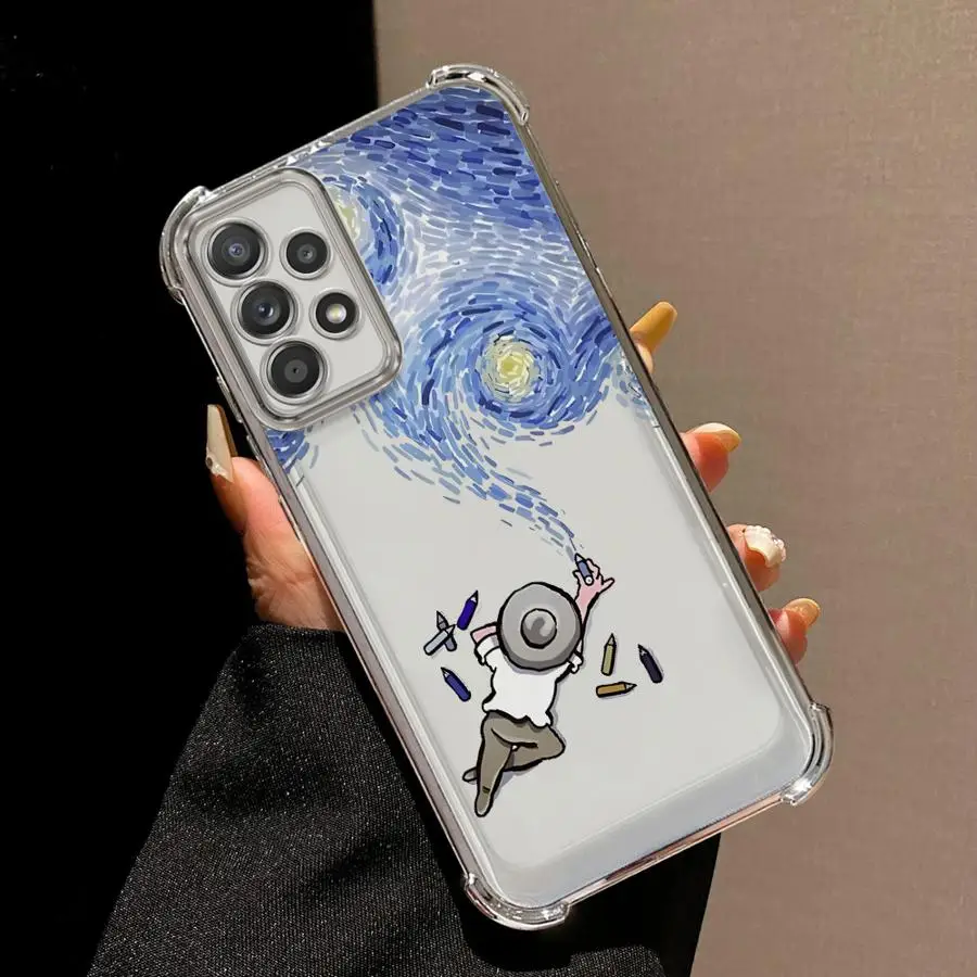 Funda para Samsung Galaxy A13 A16 A26 A15 A52 A17 A24 A25 A33 A21s A35 A36 cubierta transparente Van Gogh moda - imagen 2