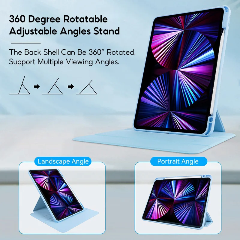 TBTIC 360 °   Funda giratoria para iPad Air 4 5 10th 10,9 Pro 11 9th 8th 7th Gen 10,2 pulgadas Mini 6 carcasa con ranura para lápiz - imagen 4