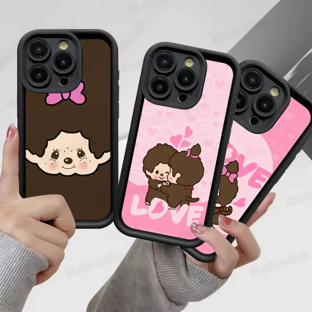 M-MonchhichiS funda de teléfono de silicona para iPhone 17 Air 17 16 15 14 13 12 11 Plus Pro Max cubierta suave a prueba de golpes - imagen 4