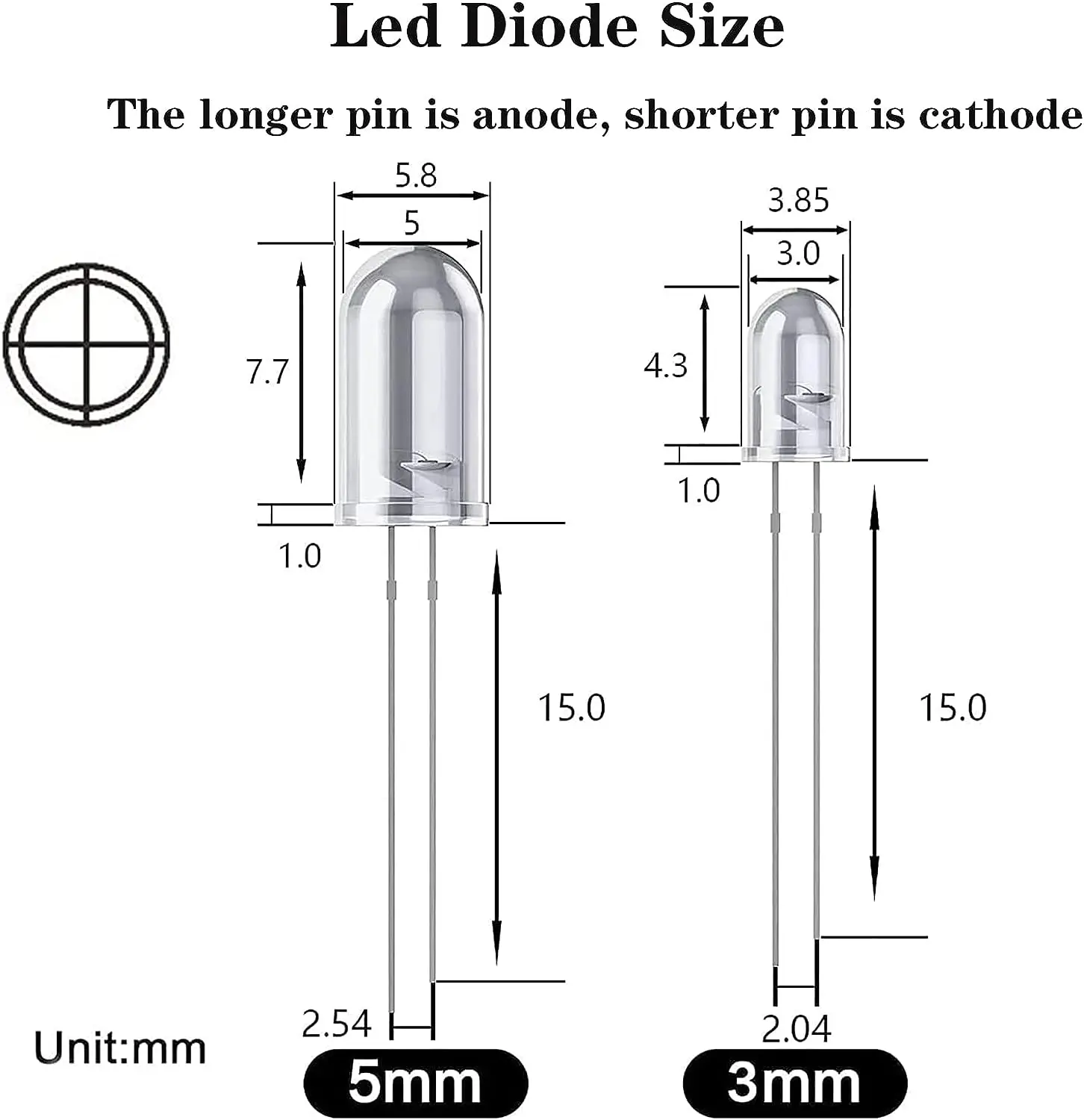 Kit surtido de luces LED de diodo emisor, blanco, verde, rojo, azul, amarillo, naranja, 3mm/5mm - imagen 3