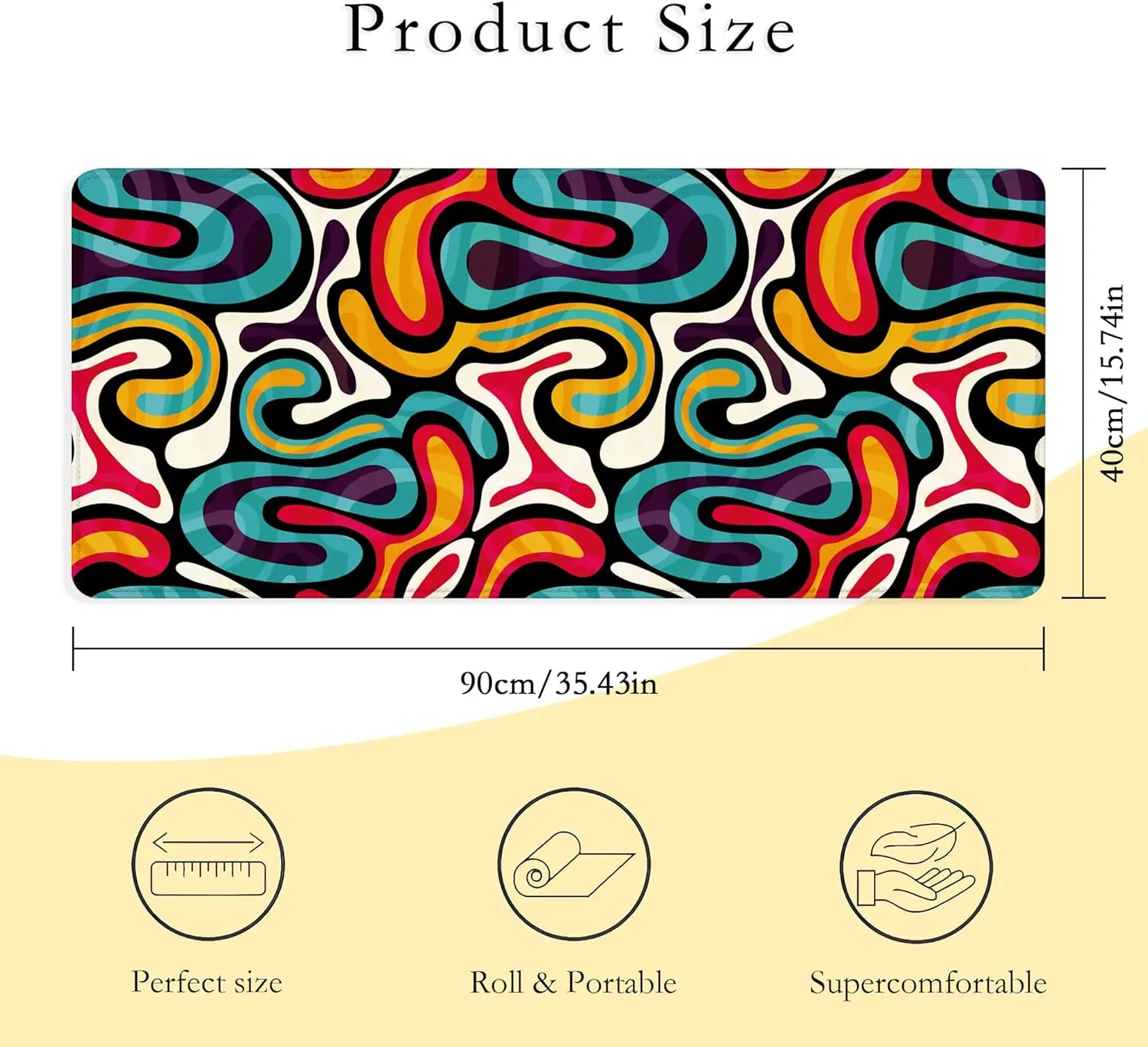 Alfombrilla de ratón grande para juegos con grafiti brillante, alfombrilla de escritorio extendida XXL para oficina, computadora, teclado con Base antideslizante cosida - imagen 5