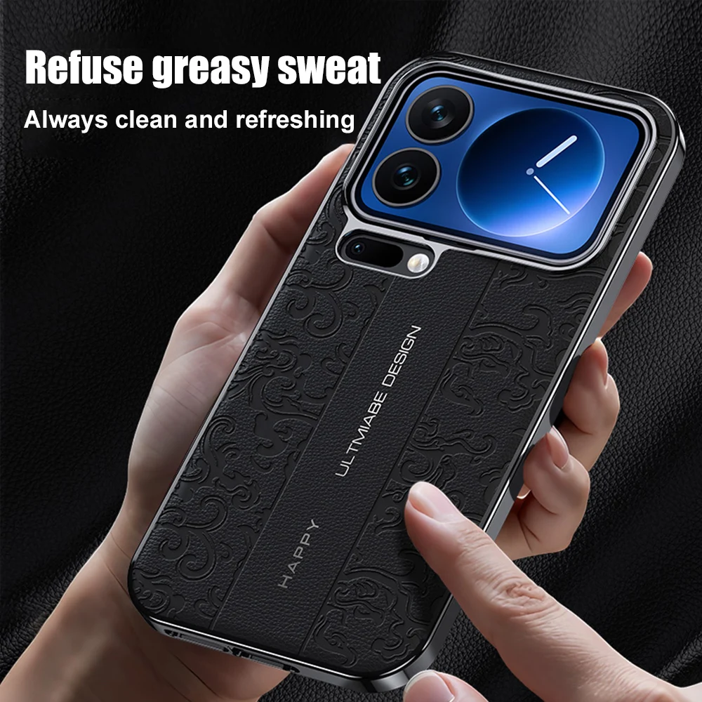 Funda de teléfono con proceso de tallado de cuero de nube auspiciosa de lujo, funda protectora de lente en relieve para Xiaomi 17 Pro Max 17promax 17pro - imagen 3