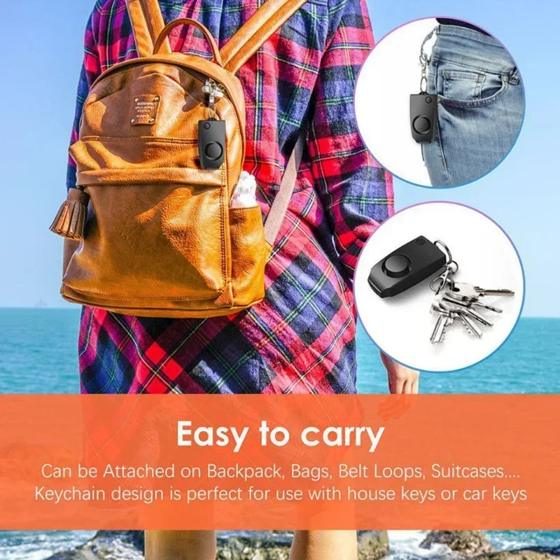 Alarma de autodefensa de 130 dB para niñas y mujeres, llavero antiviolación de seguridad personal, alerta de emergencia - imagen 5