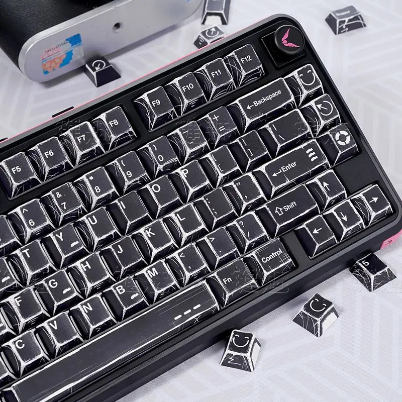 Juego de teclas con tema cómico de 136 teclas, tapa de teclado estilo Manga PBT, perfil de cereza, teclas para juegos, Teclado mecánico para juegos