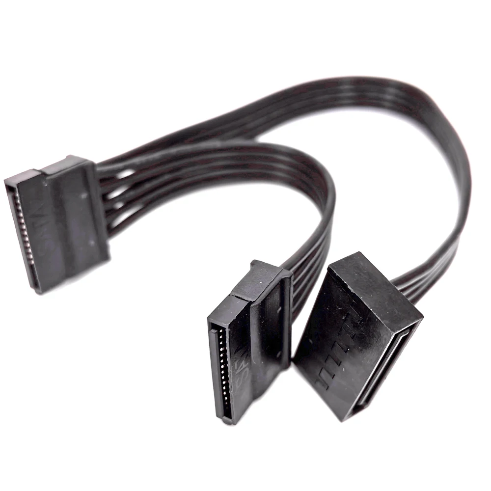 Cable de fuente de alimentación SATA de 15 pines a 2 cables de extensión de minería SATA para disco duro, Cable de alimentación HDD para tarjeta adaptadora SSD PCIE WLAN - imagen 2