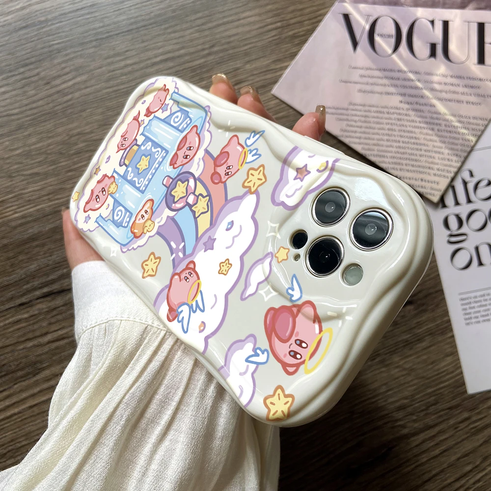 Bonita funda de teléfono Star k-kirbys para Huawei P40 Llte P30 Mate 40 30 Pro Nova 10 9 7 SE 5G 3D cremoso Wave Soft Cover - imagen 2