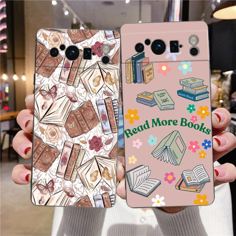 Para Google Pixel 10 Pro funda de teléfono Pixel 9 Pro XL TPU funda Pixel 8 Pro 9A 8A 7A 7 6A 6 Pro cubierta suave divertido libro gusanos - imagen 2