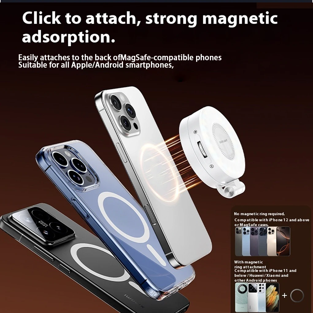Luz LED de relleno para Selfie para teléfono Magsafe, brillo ajustable, Compatible con Magsafe, accesorio de fotografía y vídeo Vlog - imagen 2