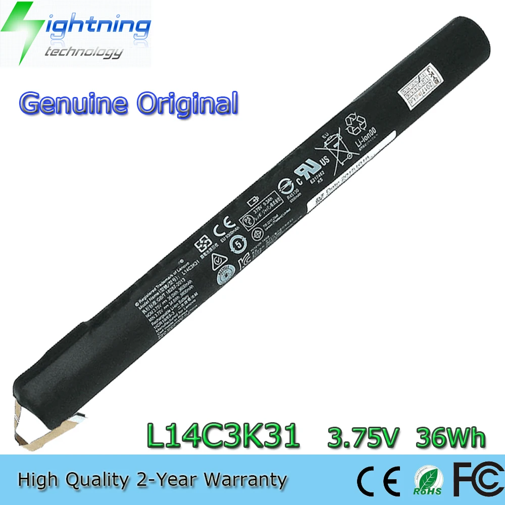 Batería de ordenador portátil Original y genuino L14C3K31 3,75 V 36Wh para Lenovo Yoga Tablet 2 1050F 1051F 1051LC L14D3K31